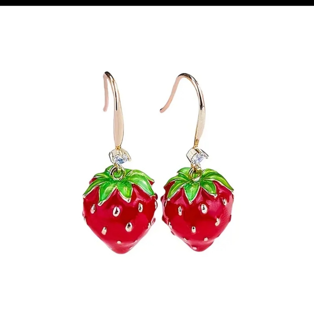 ✨3 FOR $28✨ 🆕️🍓 DELICATE STRAWBERRY EARRINGS🍓 - Picture 6 of 7